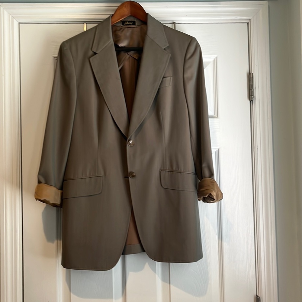 Gray Brioni boyfriend blazer, Size US 10. For women.